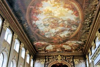 伦敦, 彩绘大厅, 英国, 英格兰, 英国, 老海军学院, 拉丁语, 黄金