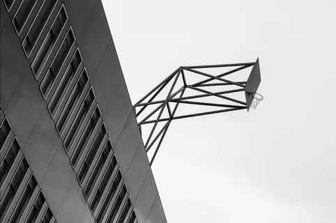 建筑、办公楼、建筑、轮廓、简约、篮球、黑白、单色