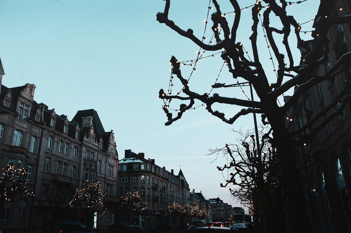 卢森堡，卢森堡城，城市，街道，街道，灯光，黑暗，圣诞节