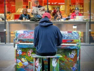 波士顿，美国，波士顿公共图书馆，音乐，人物，钢琴，街头，演奏