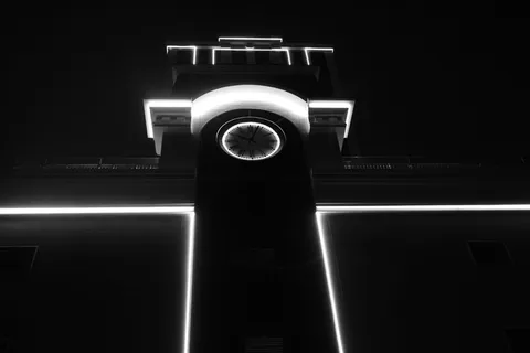 时钟，建筑，黑白，建筑，夜晚，基辅，乌克兰，塔