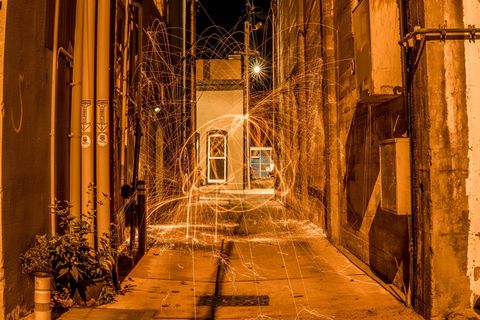 弗农山，美国，夜间，城市，钢棉，钢棉，钢棉摄影，钢棉摄影