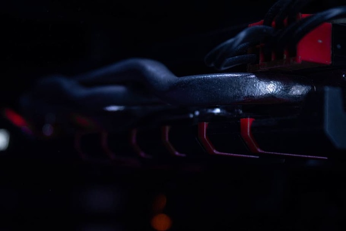 电缆、连接器、红色、管道、视频卡、特写、特写、宏