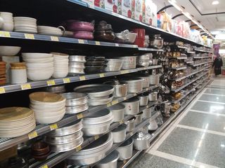 碗, 店, 超市, 过道, 首页, 电器, 一大群物体, 架子