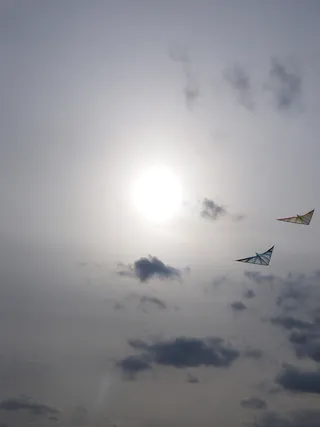 龙，飞龙，放风筝，让风筝飞，太阳，天空，云，飞