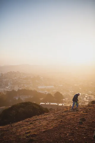 旧金山, 美国, 双峰, 黄金时段, 日出, 景观, 城市, 小山