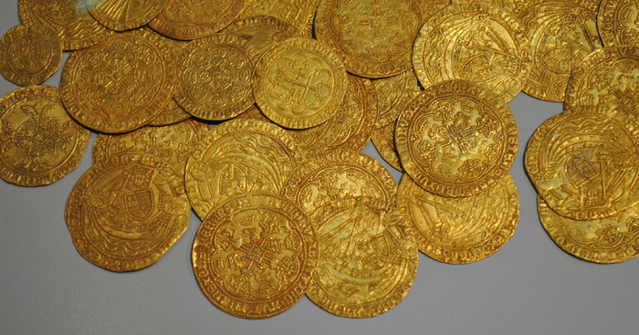 圆形金色硬币，金币，硬币，博物馆，宝藏，泰勒，金币，背景