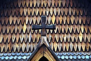 教堂，十字架，屋顶，木头，木棍教堂，棕色，木质材料，没有人