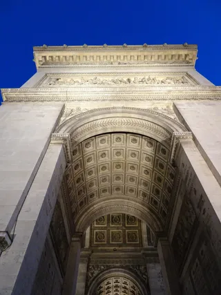 凯旋门、弧形、凯旋门、巴黎、夜晚、灯光、建筑、建筑结构