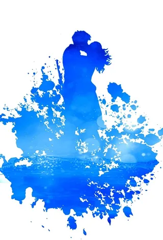 绘画，蓝色，情侣插画，情侣，爱情，大海，海洋，女人