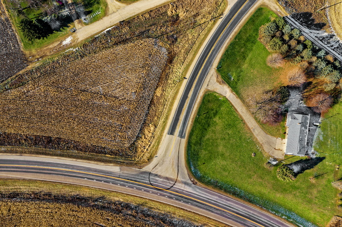 绿地附近道路航空摄影F