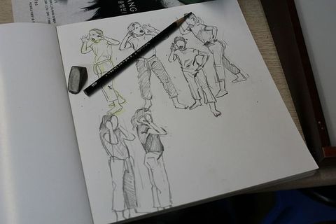 素描，人物，素描，铅笔，艺术和工艺，创意，绘画-艺术产品，室内