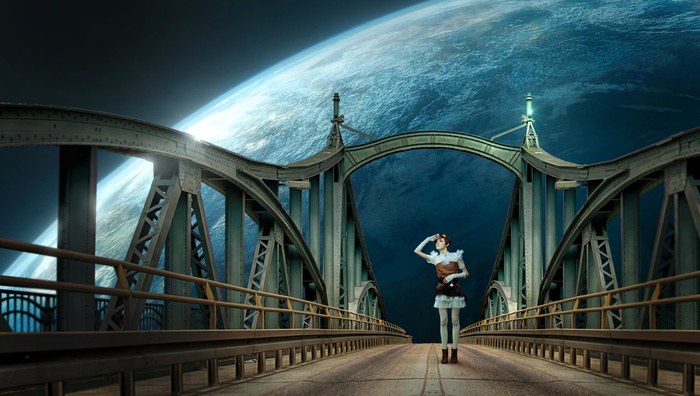 棕色、灰色、布里奇、幻想、行星、女人、超现实主义、作曲