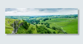 景观，全景，摄影，绿色，田野，马勒姆湾，约克郡，帕诺