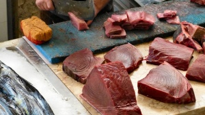 马德拉，市场，funchal，鱼，金枪鱼，葡萄牙，食品，市场摊位