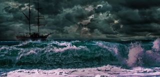 布朗，船航行，暴风雨，天气绘画，翻腾，麻烦，水，海洋