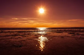 橙色，日落，海洋，太阳，下午，海洋，天空，云