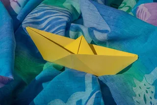 Pareo，折纸，船，纸，船纸，黄色，蓝色，多色