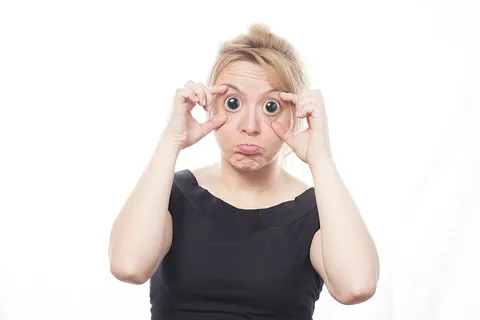 女人，抱着，眼睛，肖像，搞笑，漫画，photoshop，studio