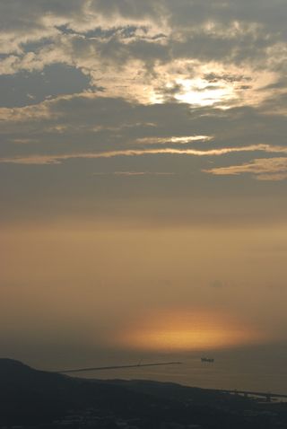 黄昏的太阳，一个姓，风景，skt，日落，雾，海景，天空