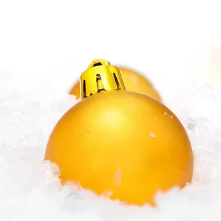 球，装饰品，金，金，黄，庆祝，圣诞节