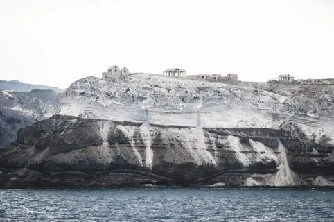 户外、悬崖、自然、海角、冰、圣托里尼、希腊、水