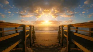 棕色、木质、船坞、海滨、日落、水域、黎明、桥梁