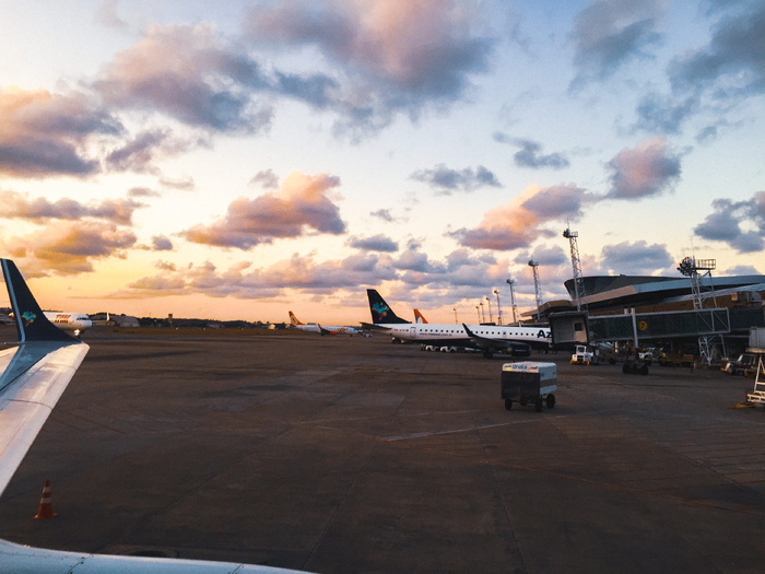 巴西，imbiribeira，praça min.salgado filho，喷气机，天空，机场，日落，旅行