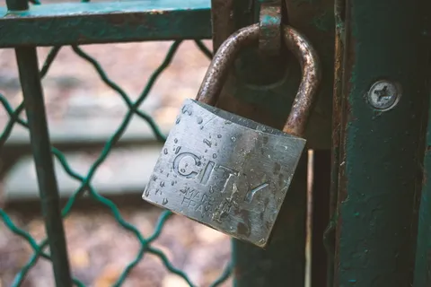 锁，潮湿，秋天，城市，法国，锈，雨，金属