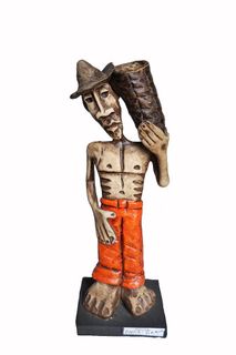 工艺品、雕塑、艺术、雕像、白色背景、粘土、人、工作