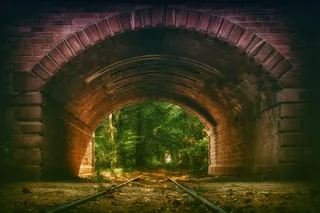 隧道、gleise、客场、道路、目标、希望、地下通道、拱门