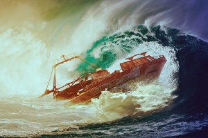 帆船航行，风浪，海浪绘画，波浪，靴子，海，水，船