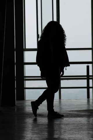 模特，影子，女人，道路，剪影，人物，背光，孤独