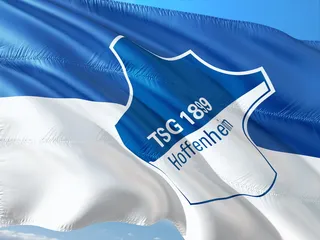 旗帜、标志、足球、德甲、tsg霍芬海姆、蓝色、特写、室内