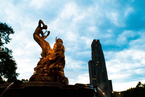 美国匹兹堡、奥克兰大学、学习大教堂、大教堂、音乐、水