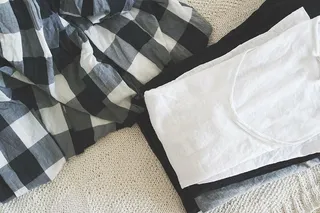 白色，大圆领衬衫，旁边，格子织物，衬衫，服装，连衣裙，织物