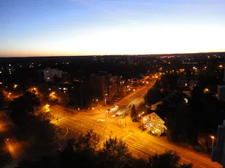 增益、街道、夜间、城市、照明、建筑、道路、高角度视图