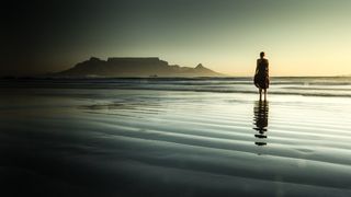 人，站立，身体，水，山，台山，南非，开普敦