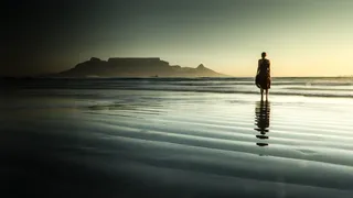 人，站立，身体，水，山，台山，南非，开普敦