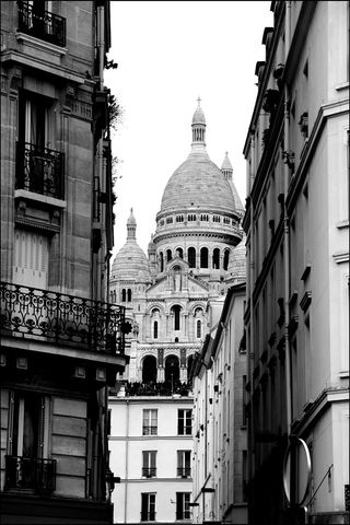 巴黎、圣心教堂、蒙马特、心脏、法国、大教堂、纪念碑、街道