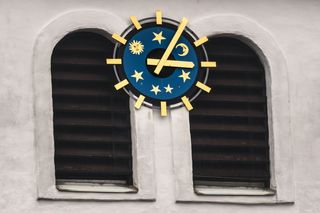 时钟, 钟面, 天空, 太阳, 月亮, 明星, 钟楼, 教堂时钟