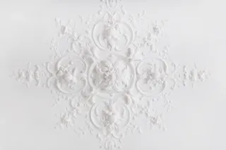 白色花卉装饰、天花板、灰泥、饰条、装饰、古代、建筑、室内