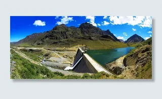 混凝土，大坝，周围，山脉，水电站，环扎，秘鲁，水坝