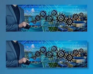 城市、全景、平板电脑、控制、电路板、工业、建筑、网络