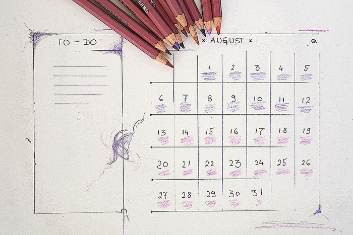 8月，日历，计划员，计划，假期，假期计划员，待办事项清单，待办事项