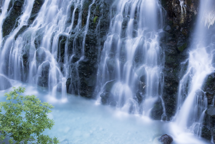 瀑布、丝滑、自然、水、夏天、景观、水流、风景