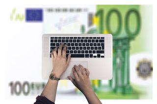 键盘、手、写、输入、键、欧元、货币金融、在线