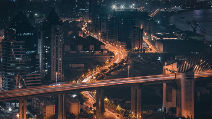 城市建筑和道路航空摄影