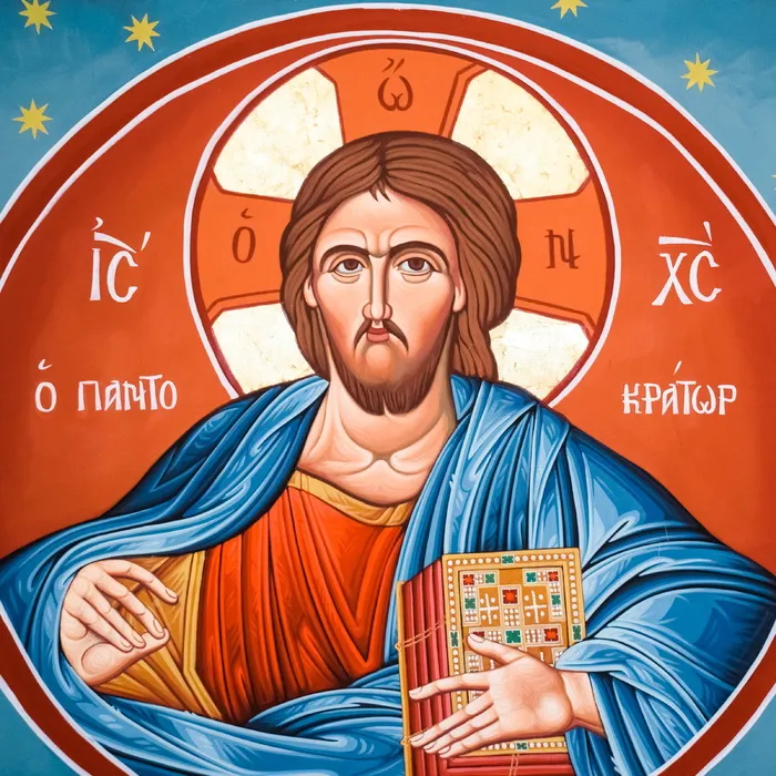 潘托克拉特（pantocrator）、耶稣基督（jesus christ）、福音传道者、肖像画、绘画、天花板、小教堂、ayia varvara