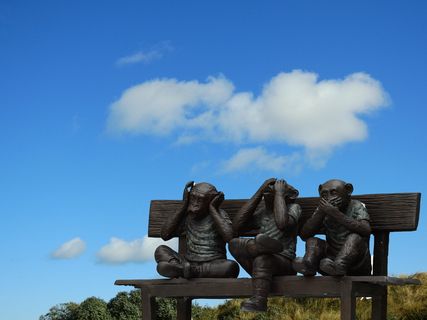 三、智者、猴子、坐像、长凳雕像、艺术、雕塑、雕像
